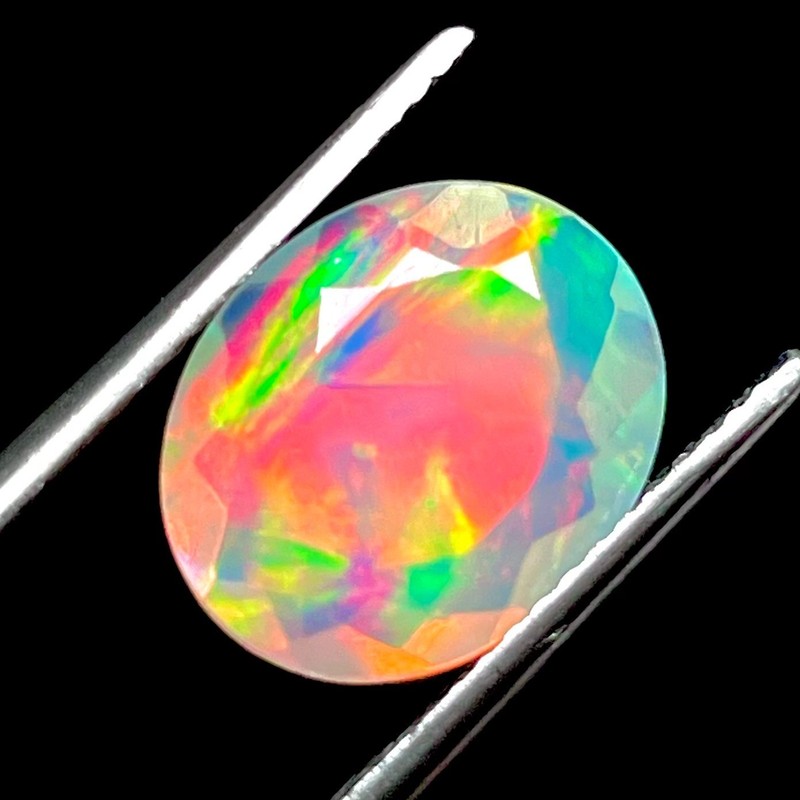 AAA+ Quality Faceted Ethiopian Opal 11x9x4.70-MM Oval Loose Gemstone (E-145)