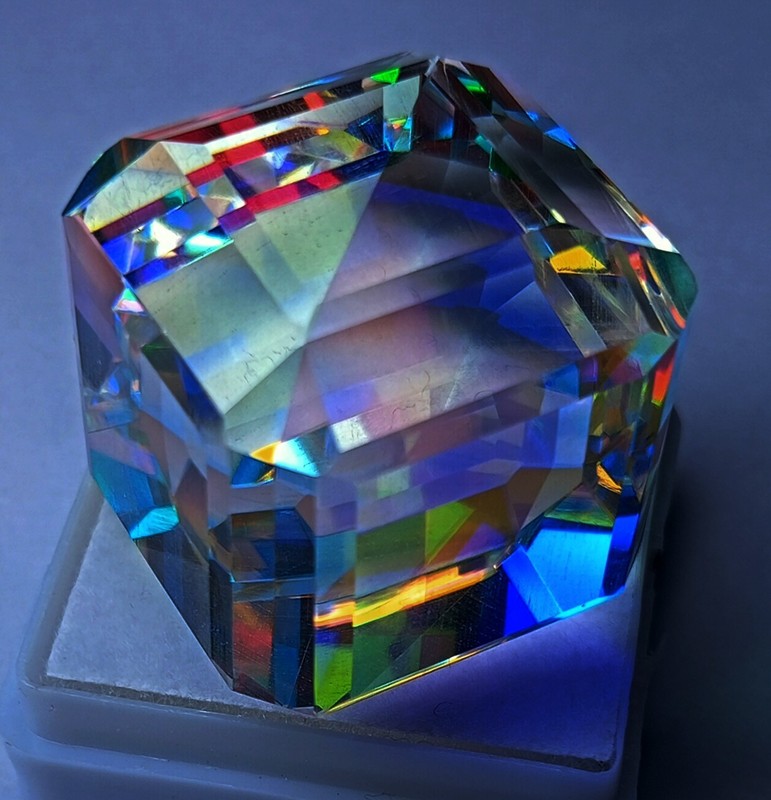 Superb Natural Mystic Topaz Rainbow Color Cube Cut Certified 105+ Ct Gemstone gallery
