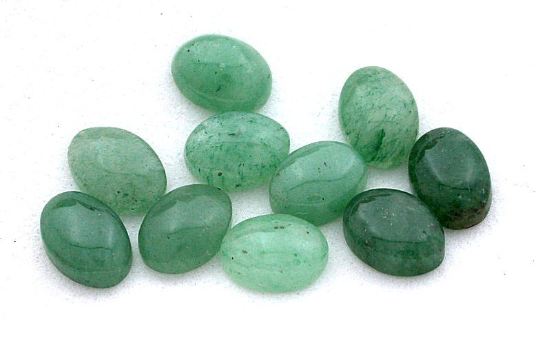 Five 7×5 7mm x 5mm Oval Green Aventurine Cab Cabochon Gemstone Gem GAC32/61826
