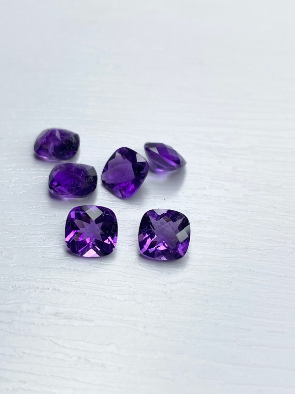 Amethyst Cushion Checkerboard Cut Loose Gemstone 7×7 MM TO 9×9 MM Natural DG