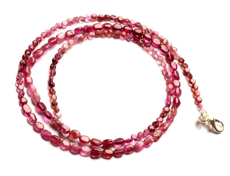 Natural Pink Tourmaline Gem 3 to 5 mm Size Smooth Nugget Beads Necklace 23" gallery
