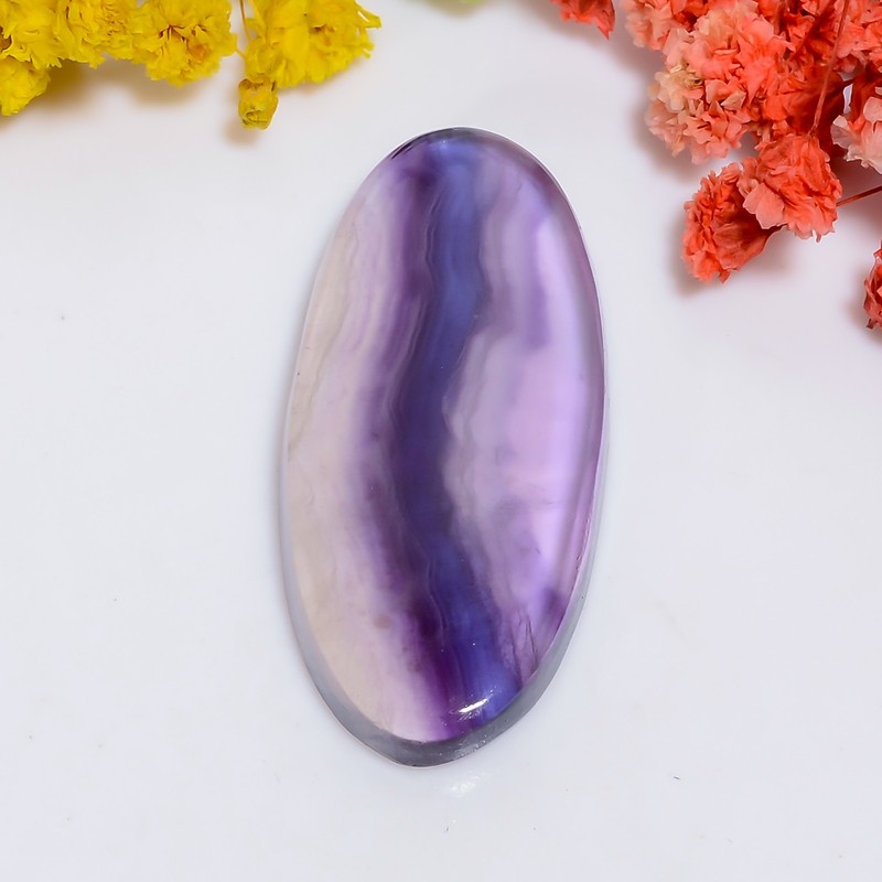 Fluorite Oval 45Ct 40X18X5mm Bi-Color/Multicolor Loose Gemstone