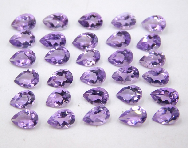 4×6 MM Natural Amethyst Pear Cut Lot Loose Gemstone For Jewelry Making P-2282