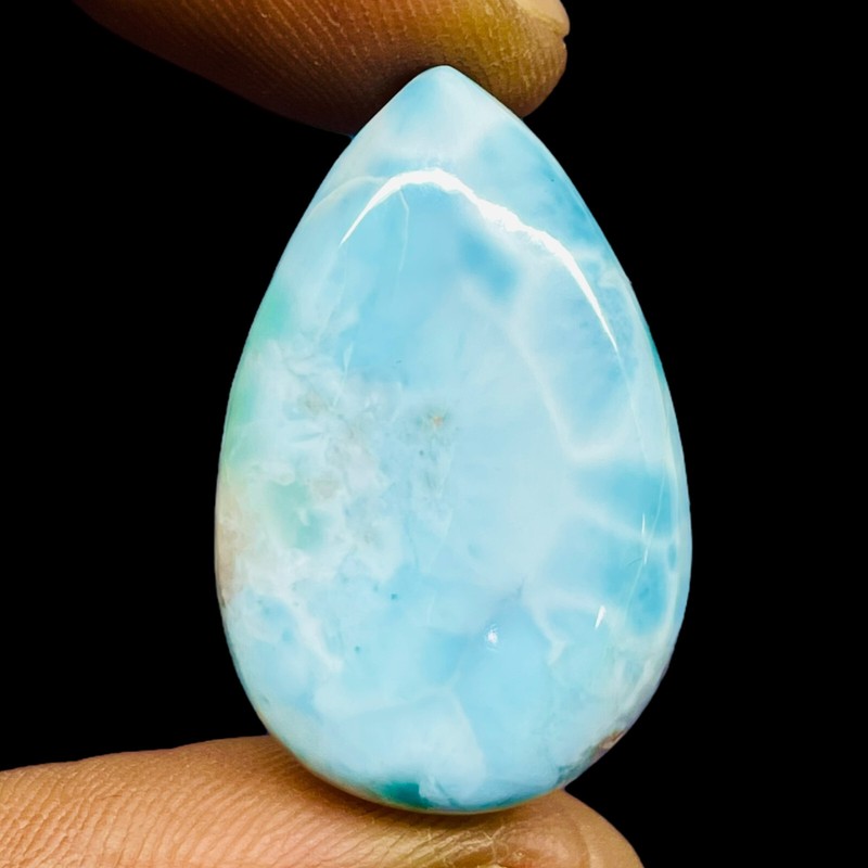 39.55 Cts Natural Larimar 31x20mm Pear Loose Cabochon Untreated Gemstone