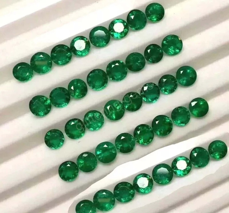 Natural Colombian Green Emerald Round 7 mm Loose IGL Gemstones Lot 15 Pcs 5MSF