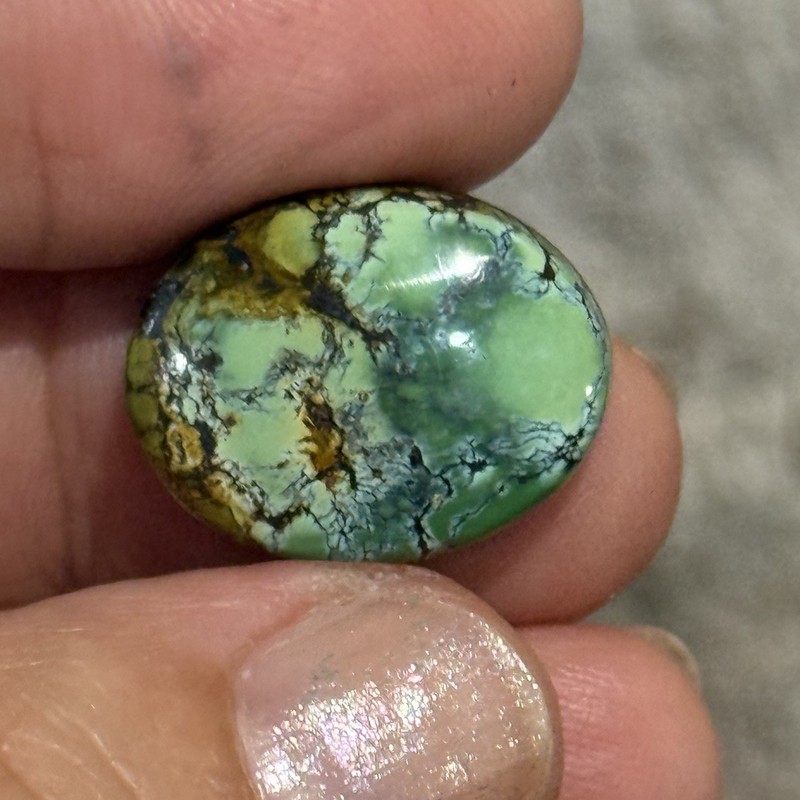 14.10ct 18.7c14.7x6.5mm Green Qingu Mine Turquoise Oval Cabochon Backed Stone gallery