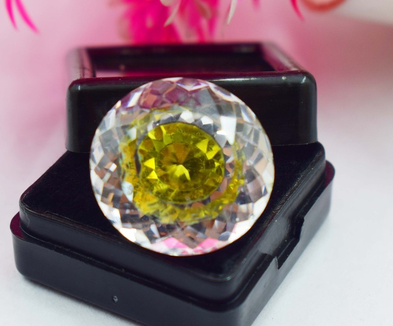 40Ct Natural Bicolor Pitambari Sapphire Jewelry Gemstone Diamond Round cut Gem gallery