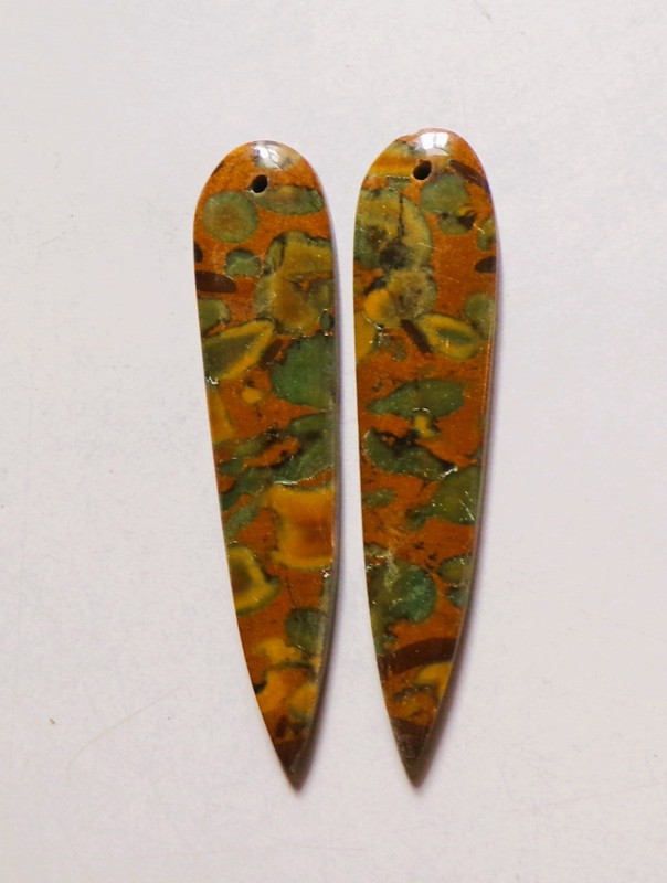 38.85 Cts Natural Fruit Jasper Drilled Cabochon Match Pair Gemstone 50X11MM 01