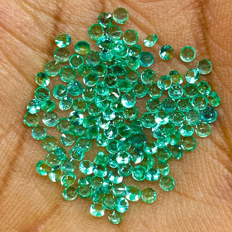 16 Pcs Natural Colombian Emerald 2mm Round Diamond Cut Loose Untreated Gemstones gallery