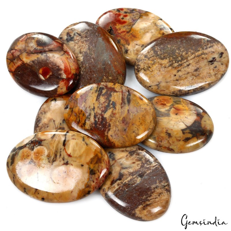 350 Cts Natural Rhyolite Red Bird’s Eye Oval Cabochon Healing Gemstones 33-38mm