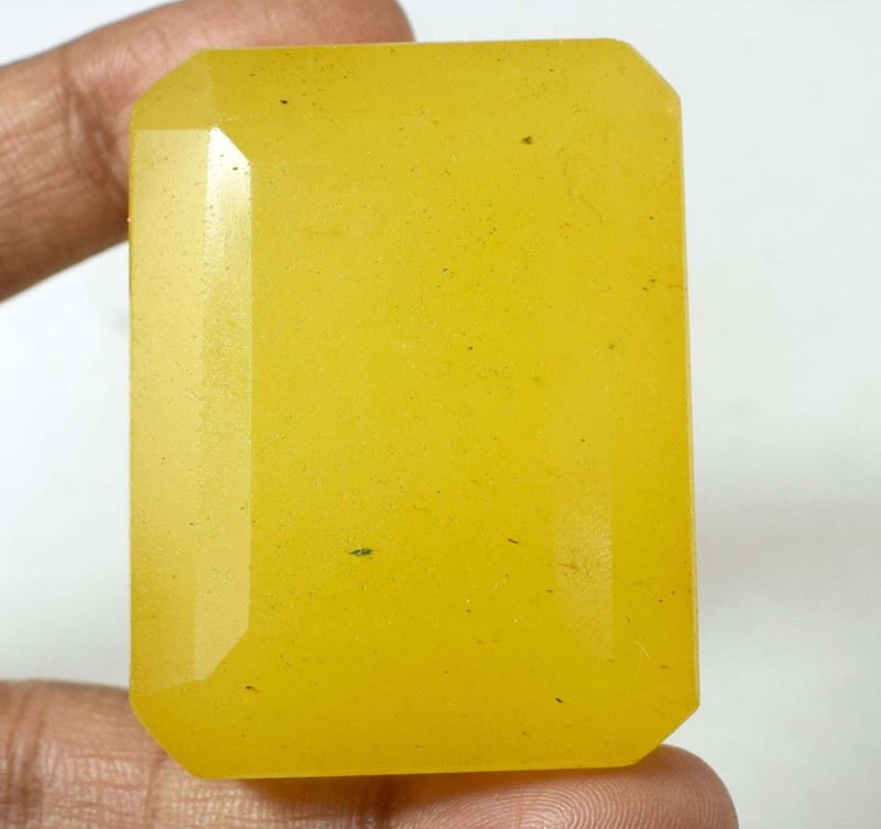 Natural Madagascar Big Size Yellow Sapphire Emerald Cut Certified Gemstone KH01