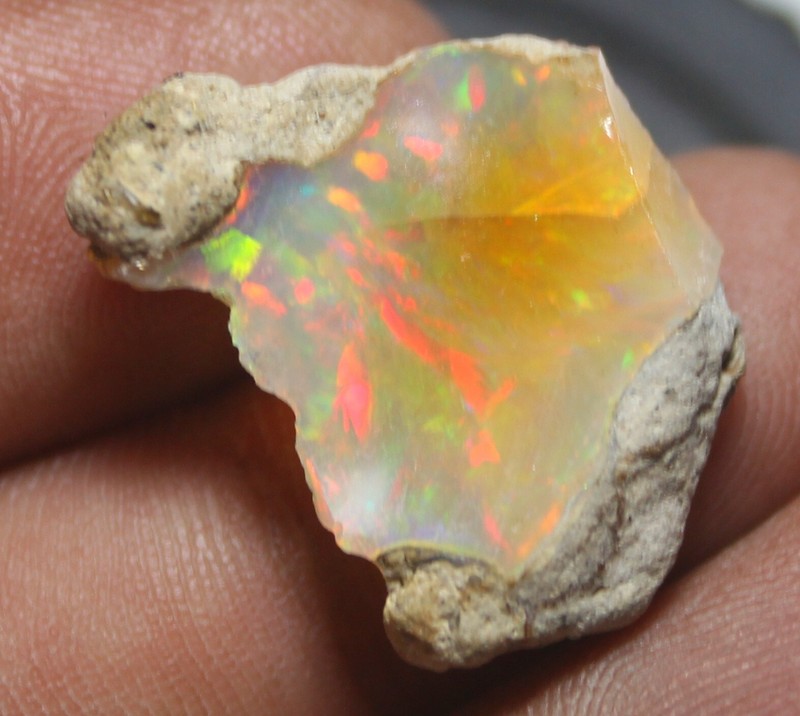 Natural Ethiopian Slice Fire Opal Rough Play Of Color Specimen Gemstone OR-124