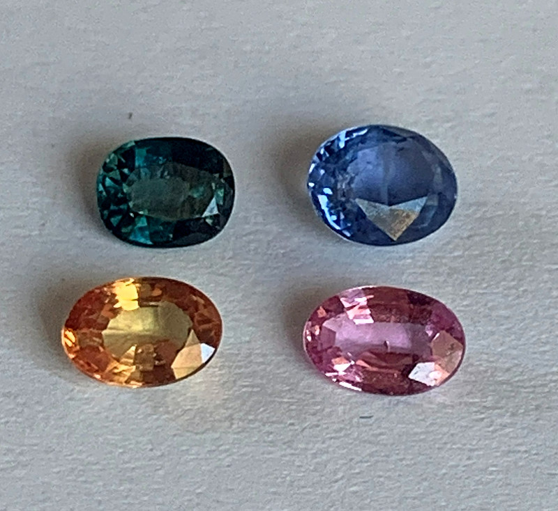 Andy’s Gem Garage Sale – 4 Oval Sapphires Mixed colors 2.75cts Natural!