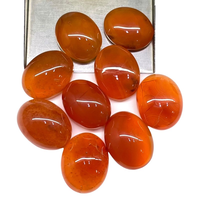 9 Pcs Natural Carnelian 20x15mm Oval Cabochon Loose Gemstones Whoelsale Lot gallery