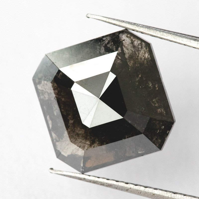 4.66ct Fancy Brown Black Loose Natural Diamond, 11.6mm Rose & Asscher Cut