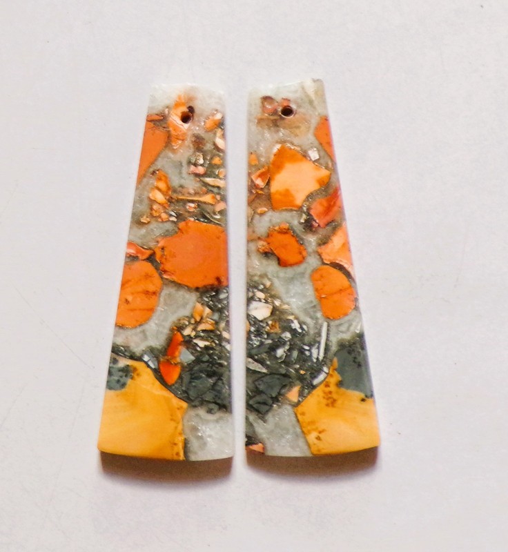38.65 Cts Natural Maligano Jasper Drilled Cabochon Match Pair 39X14.4MM DE-33