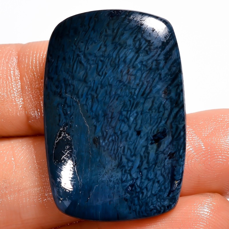 29 Ct Natural Blue Sieber Agate Radiant Shape Cabochon Loose Gemstone 31X21X5 mm