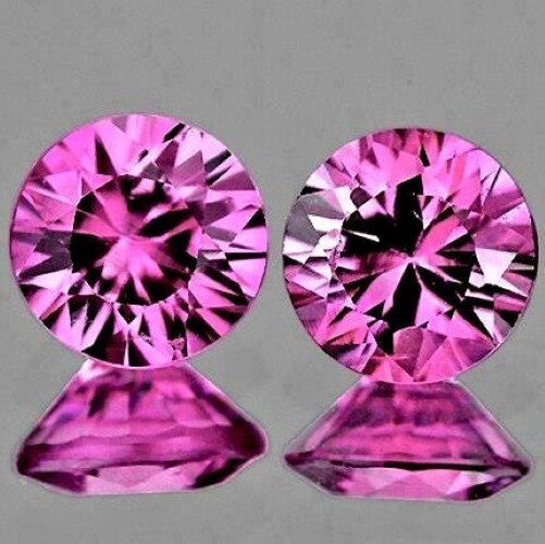 2.5mm PINK SAPPHIRE ROUND DIAMOND CUT PAIR NATURAL MATCHED LOOSE GEMSTONES (518a