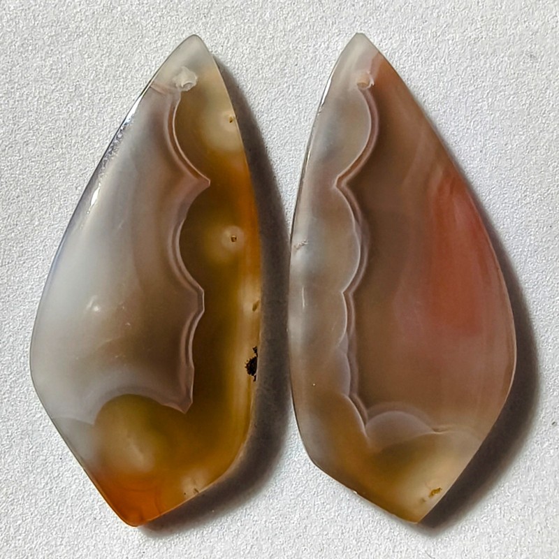 50 Cts Natural Botswana Agate Drilled Pair Cabochon Gemstone 40.7 X 18.5 MM