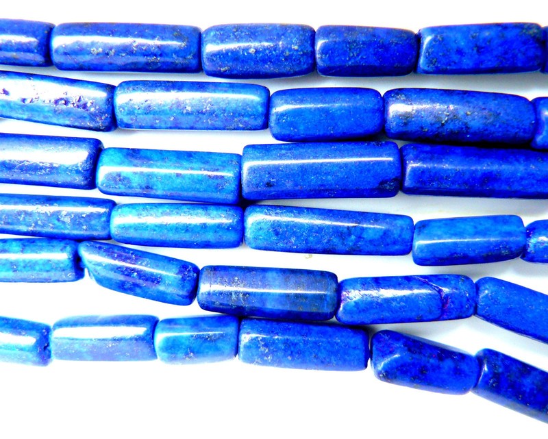 47″ of Lapis Lazuli Beads 5-6mm diameter x 8-17mm long tube beads (~1mm hole)