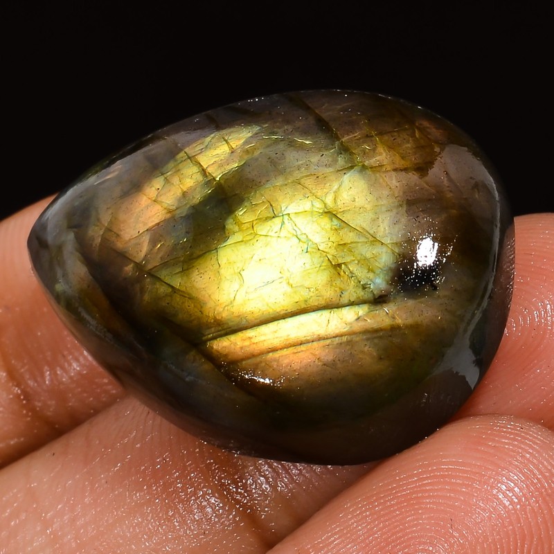 Natural Labradorite Pear Shape Cabochon Loose Gemstone 45.5 Ct 30X21X9mm A-18397