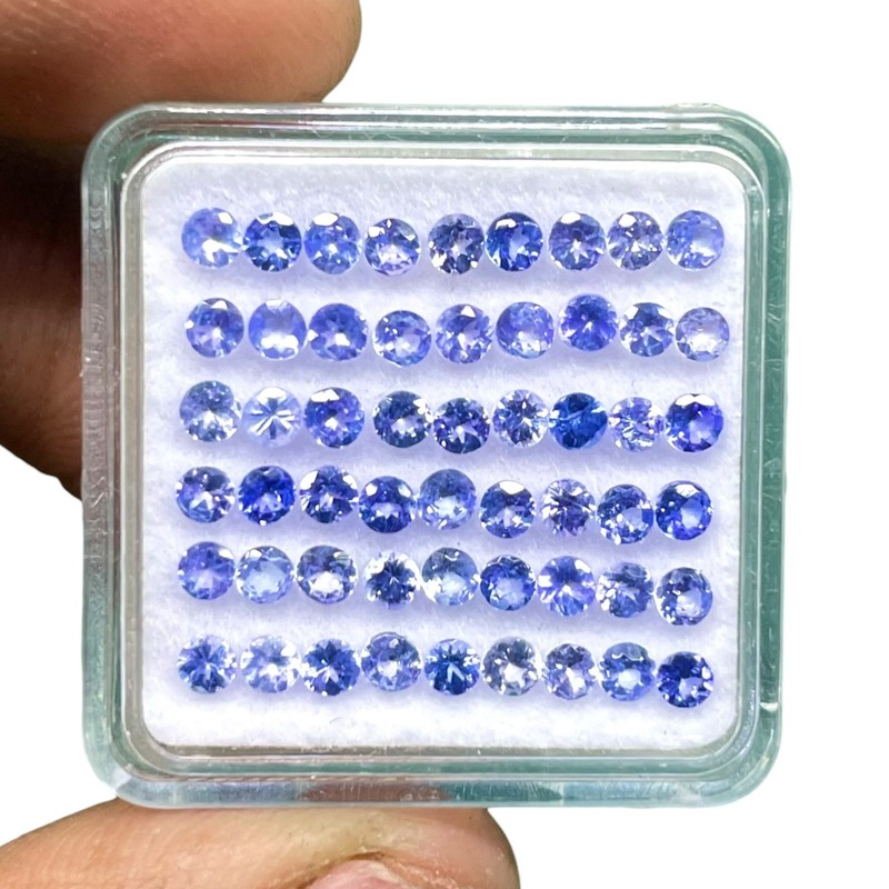 50 Pcs Natural Tanzanite 2.3mm Round Cut Sparkling Loose Gemstones Lot 3.00 Cts