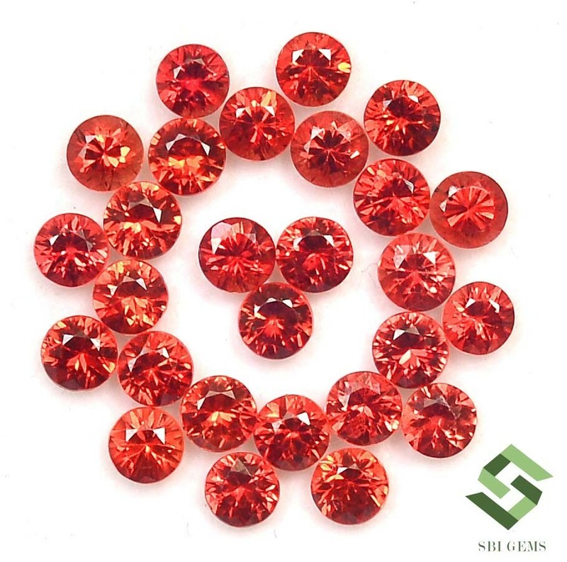 3 mm Natural Orange Sapphire Round Diamond Cut Lot 30 Pcs 4.50 CTS Loose Gems