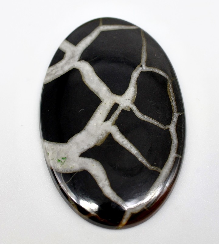 116 Ct 5X36X55 mm Natural Black Septarian Nodule Oval Cabochon Gemstone KV-153