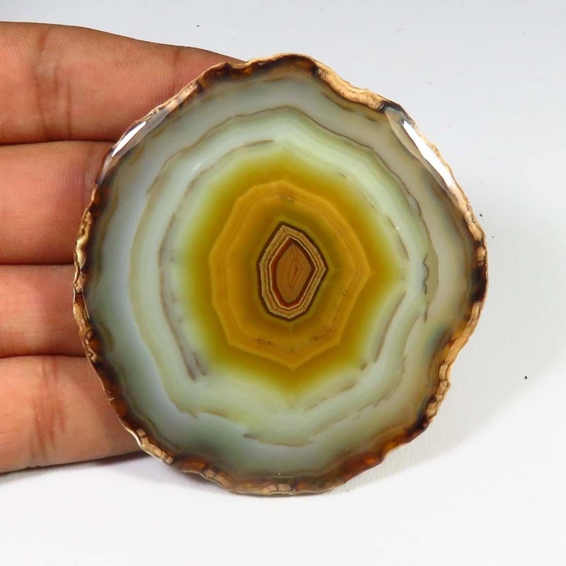 Natural Agate Slice Smooth Cabochon DIY Brown Colored Loose Agate Gemstone SCL-J