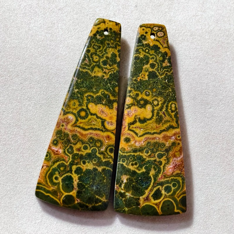 64 Cts Natural Ocean Jasper Drilled Match Pair Cabochon Gemstone 47 X 18 MM gallery