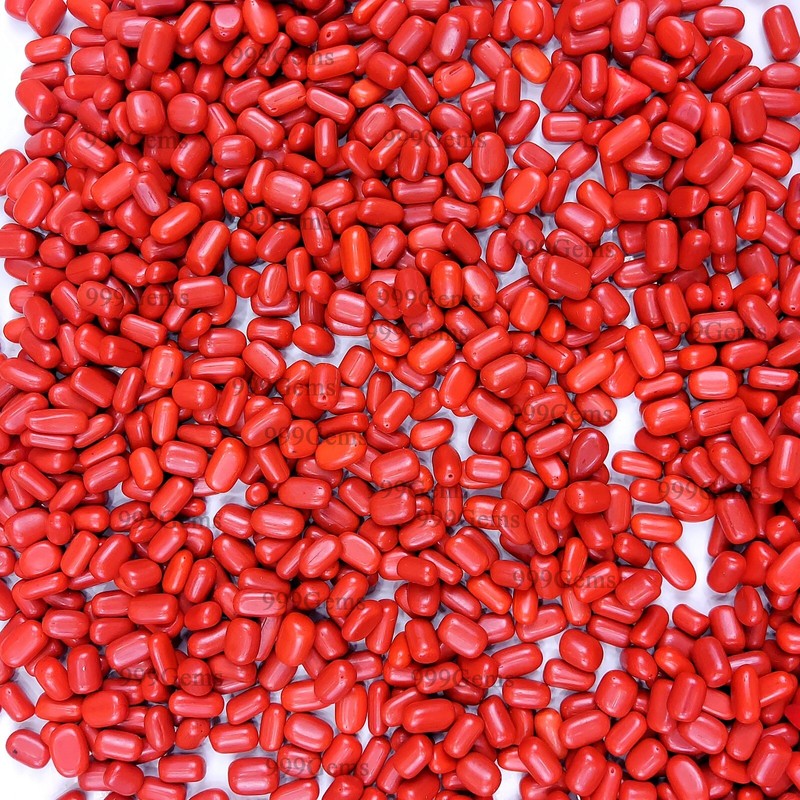 50 Pcs Synthetic red coral capsule Shape Cabochon Wholesale Gemstone Lot 8-12mm gallery