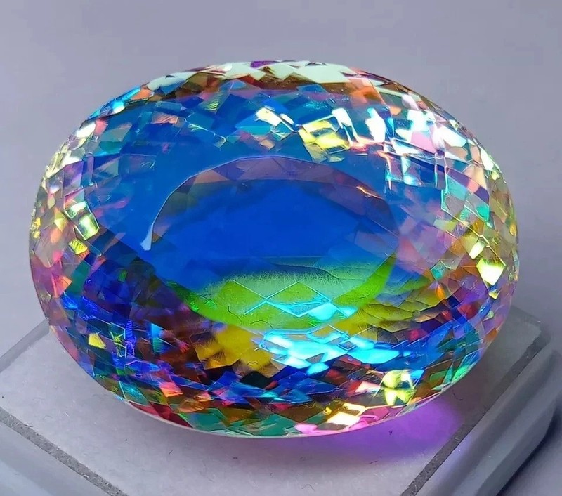 Natural Mystic 100 Ct Topaz Multi-Color Oval Cut Certified loose Gemstone