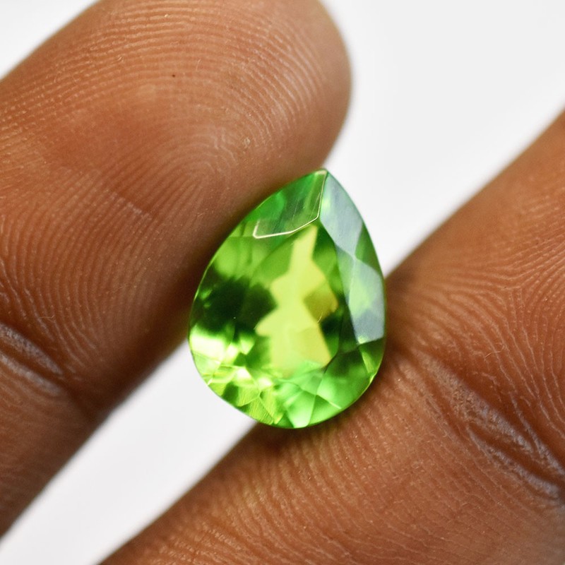 7.75 Ct Natural Green Peridot CERTIFIED Pear Cut Loose Gemstone For Jewelry gallery
