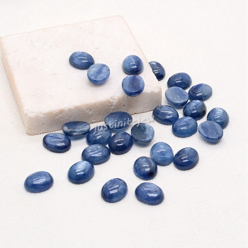 10 pcs 10mm kyanite gemstone oval cab cabochon gallery