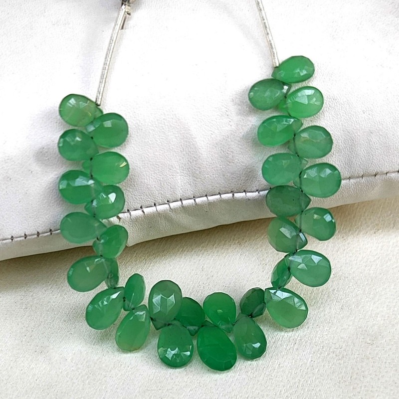 Natural Green Aventurine Quartz 7x5 to 10x7 mm Faceted Pear Briolette Beads 4.5" gallery