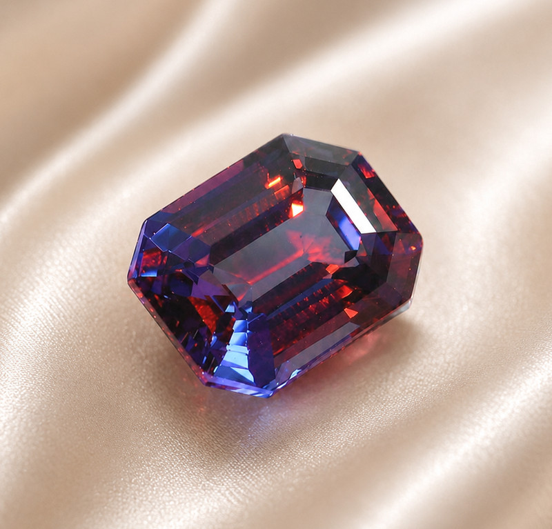 15CT Color Changing Russian Natural Alexandrite Emerald Cut Certified