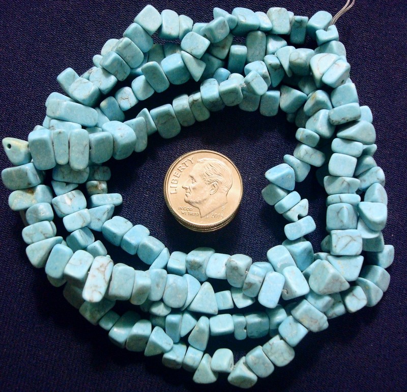 34 in reconstituted stabilized chalk Turquoise chip beads with matrix BS334