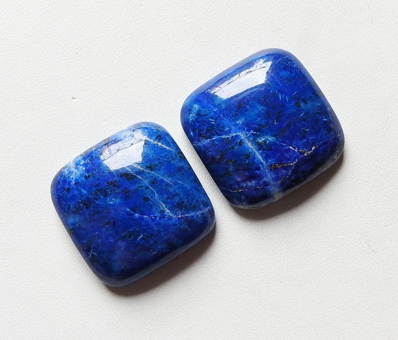 84.00 Ct NATURAL LAPIS LAZULI CUSHION CABOCHON 1 PAIR 23X23X7 LOOSE GEMSTONE gallery