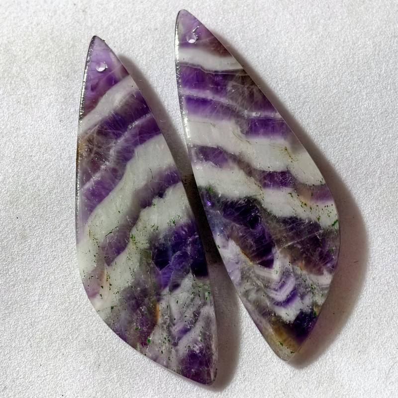 44 Cts Natural Amethyst Drilled Pair Cabochon Gemstone For Earrings 48.7X16.2 MM gallery