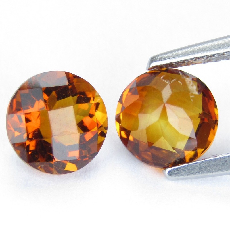 2.40Cts 100% Natural Fantastic Citrine 78mm Round Checker Cut Pair