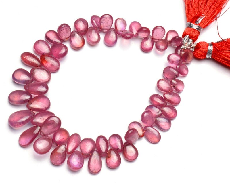 Natural Gem Pink Sapphire 7x5 to 11x8MM Size Smooth Pear Shape Beads 99Cts. 7.5" gallery