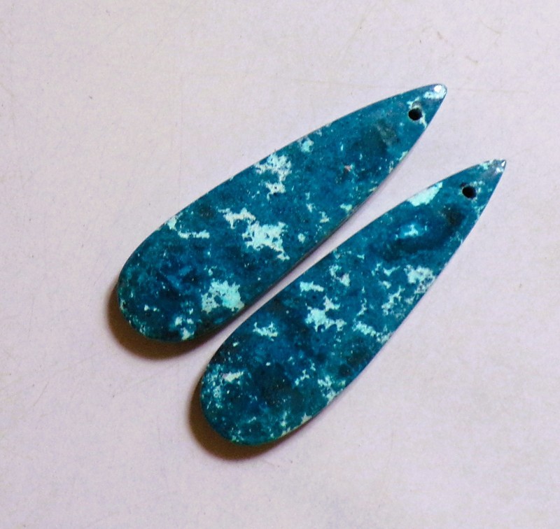 45.70 Cts Natural Shattuckite Drilled Cabochon Match Pair Gemstone 44X13MM 61 gallery