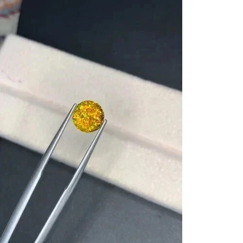9.25 Ct+ Natural Full Fire Sphene Titanite Round Cut Certified Loose Gemstone gallery