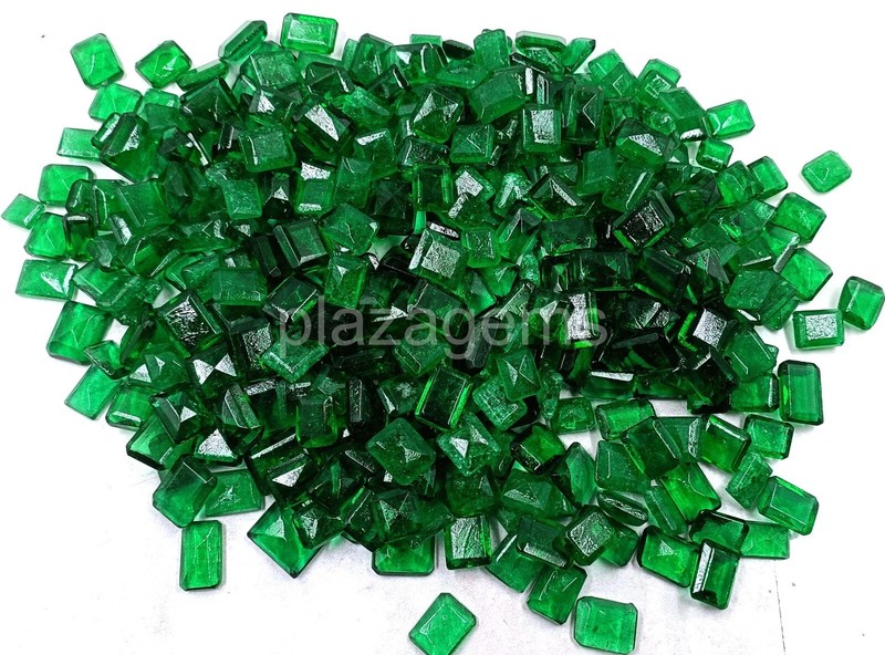 500 CT Natural Green Emerald Lot Zambian Emerald Cut Loose Gemstones 5JRK gallery