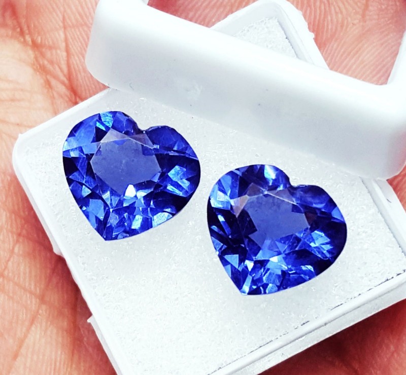 Natural Blue Tanzanite 8 to 10 Ct Heart Shape Pair Loose Gemstone Certified R383 gallery