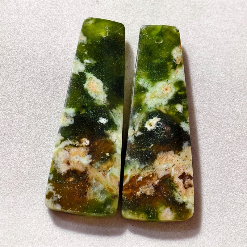 50 Cts Natural Chrome Chalcedony Drilled Pair Cabochon Gemstone 41 X 14 MM gallery