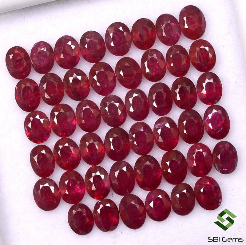 8.43 Cts Natural Ruby Oval Cut 4x3 mm Lot 46 Pcs Deep Red Faceted Loose Gemstone gallery