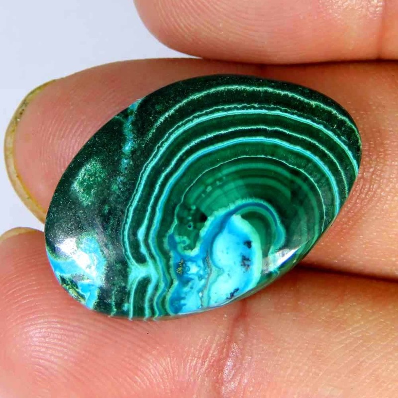 24.50Cts.100%Natural Miraculous Malachite Chrysocolla Fancy Cab 17x25x4mm Gems gallery