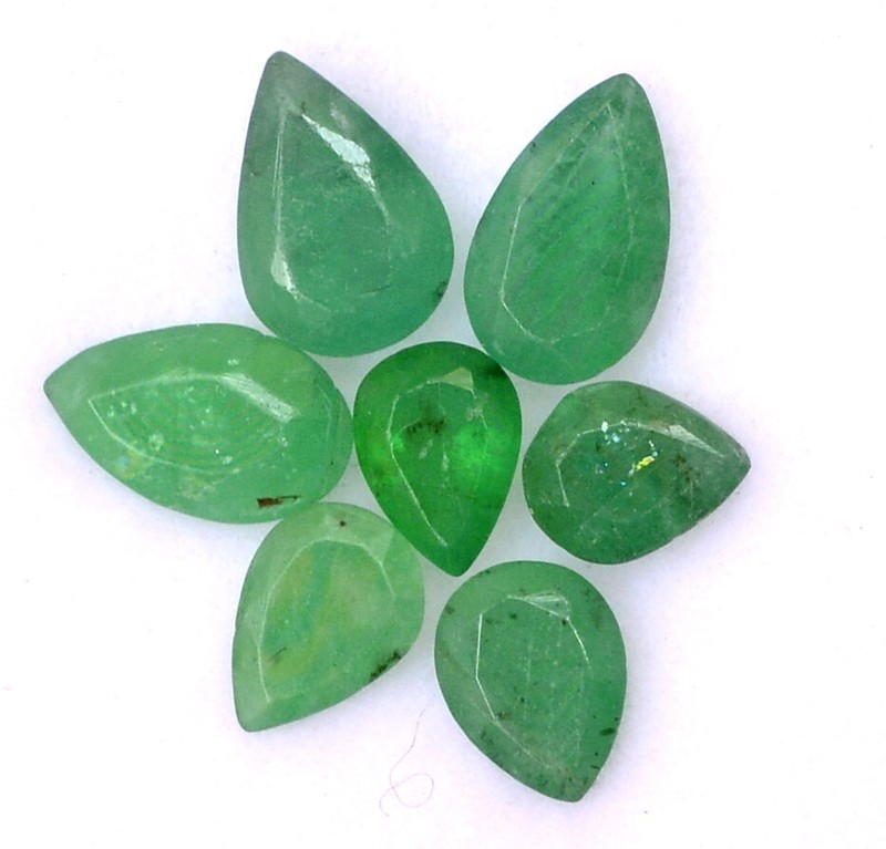 4×3 To 6×4 mm Natural Emerald Pear Cut Lot 07 Pcs 1.79 Cts Loose Gemstones