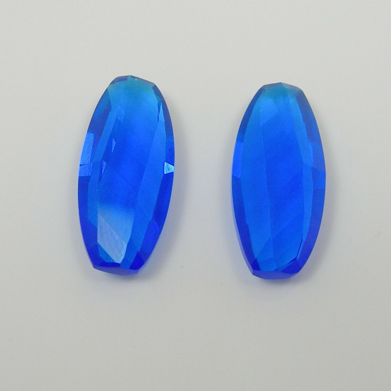 20.68 carats Elongated Oval Cut 23x10mm Sapphire Blue Created Matching Gemstone